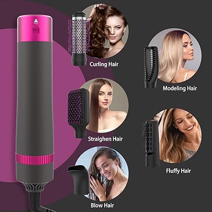 CEPILLO PARA EL CABELLO 5 EN 1, SECADOR Y VOLUMINIZADOR-"🔥 Seca, peina y deslumbra en un solo paso! ✨"