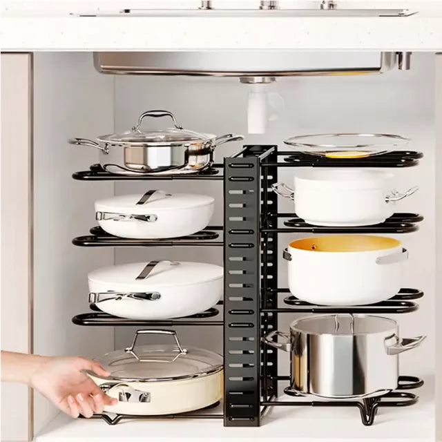 ESTANTE ORGANIZADOR DE OLLAS Y TAPAS-Orden y estilo en tu cocina.🍳✨